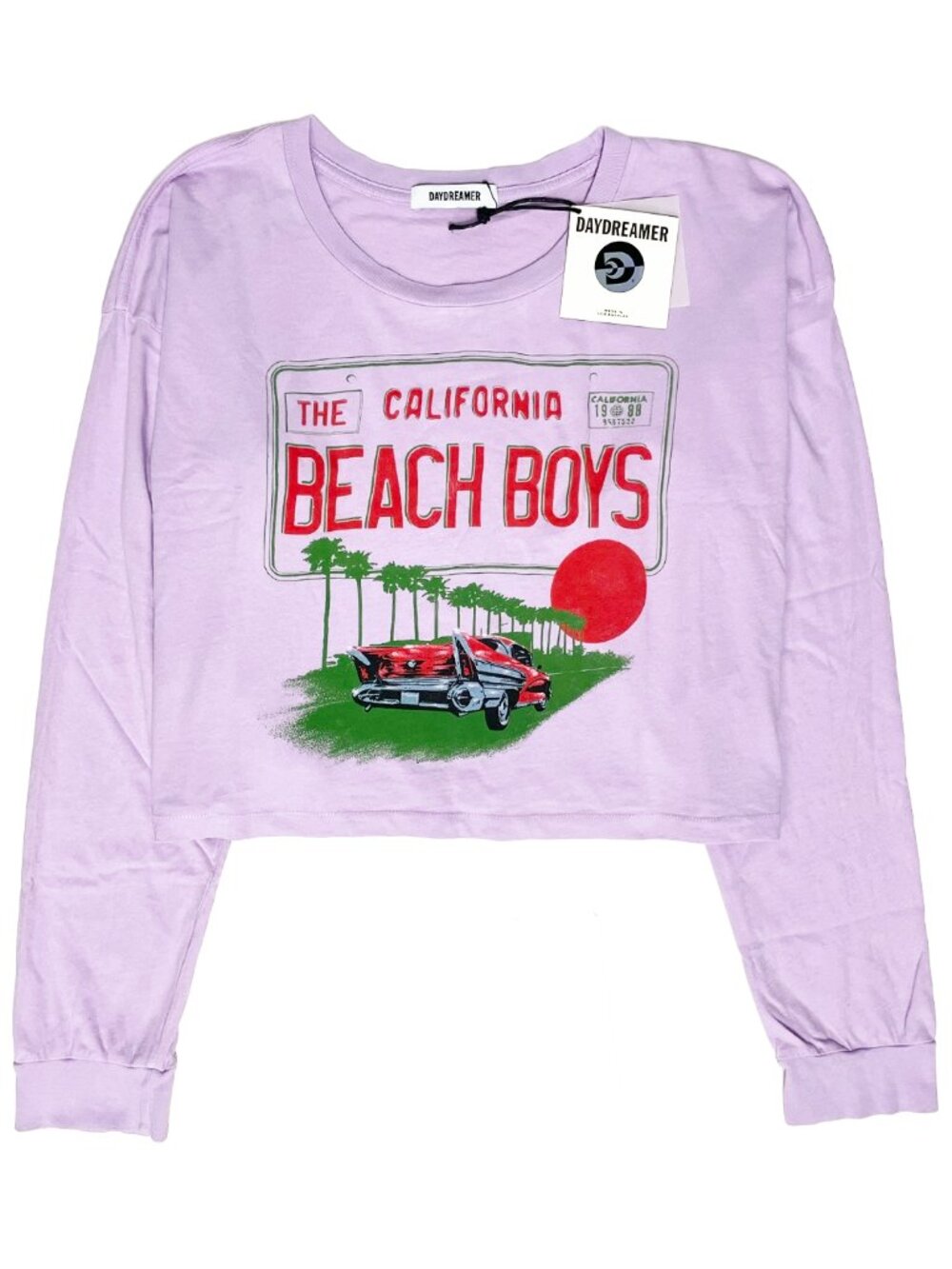 Daydreamer Beach Boys License Plate Crop Long Sleeve Tee S-XL NWT
